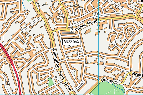 BN22 0AX map - OS VectorMap District (Ordnance Survey)