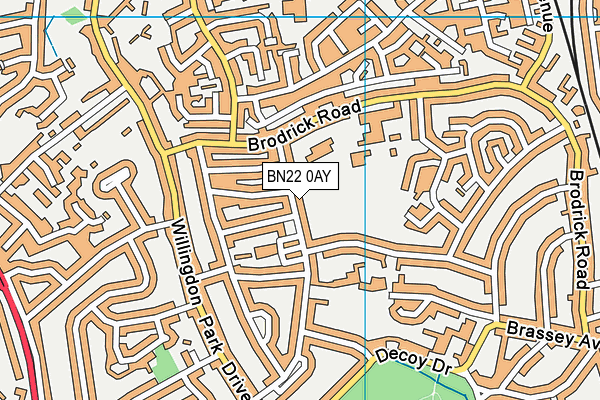 BN22 0AY map - OS VectorMap District (Ordnance Survey)