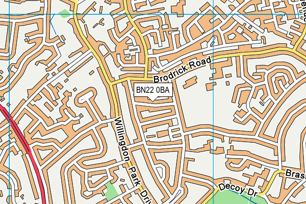 BN22 0BA map - OS VectorMap District (Ordnance Survey)