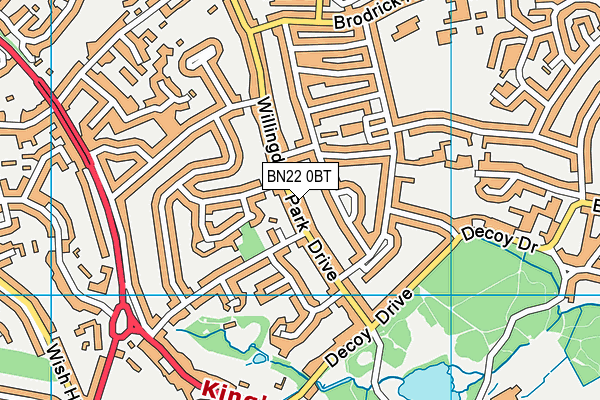 BN22 0BT map - OS VectorMap District (Ordnance Survey)