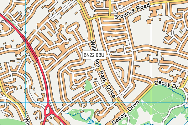 BN22 0BU map - OS VectorMap District (Ordnance Survey)