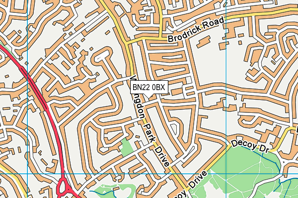 BN22 0BX map - OS VectorMap District (Ordnance Survey)