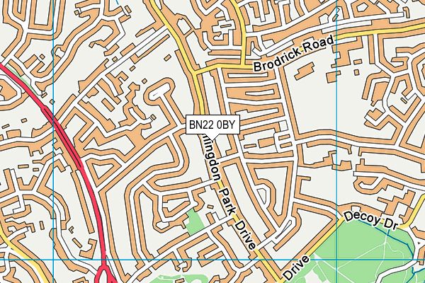 BN22 0BY map - OS VectorMap District (Ordnance Survey)
