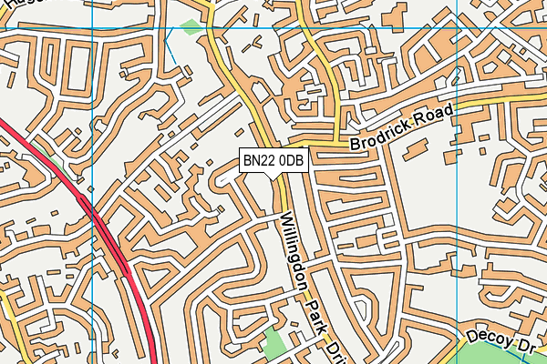 BN22 0DB map - OS VectorMap District (Ordnance Survey)