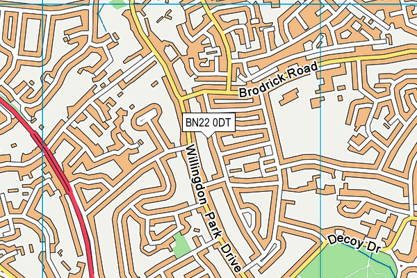 BN22 0DT map - OS VectorMap District (Ordnance Survey)