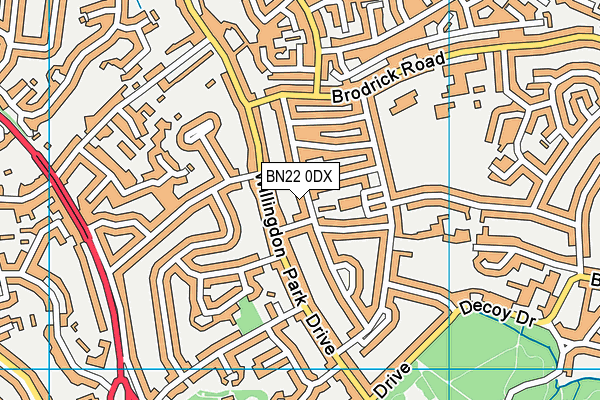 BN22 0DX map - OS VectorMap District (Ordnance Survey)