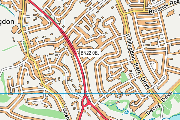 BN22 0EJ map - OS VectorMap District (Ordnance Survey)