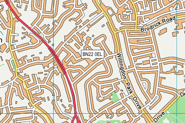 BN22 0EL map - OS VectorMap District (Ordnance Survey)