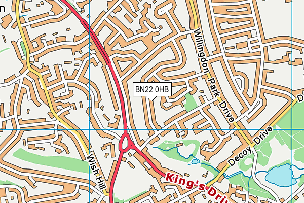 BN22 0HB map - OS VectorMap District (Ordnance Survey)