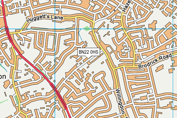 BN22 0HS map - OS VectorMap District (Ordnance Survey)