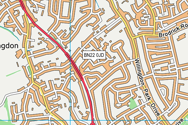 BN22 0JD map - OS VectorMap District (Ordnance Survey)
