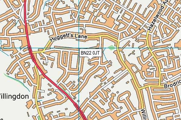BN22 0JT map - OS VectorMap District (Ordnance Survey)