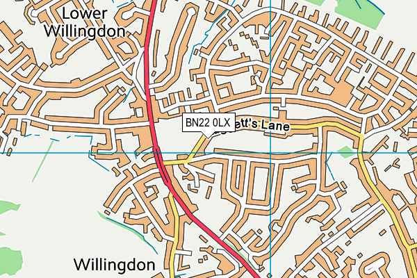 BN22 0LX map - OS VectorMap District (Ordnance Survey)