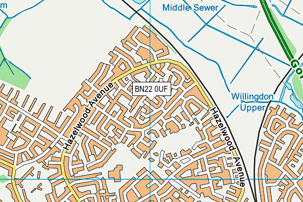 BN22 0UF map - OS VectorMap District (Ordnance Survey)