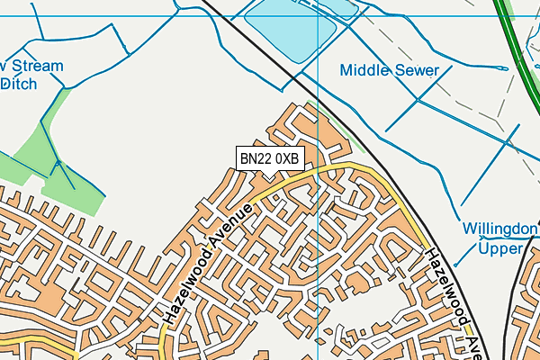 BN22 0XB map - OS VectorMap District (Ordnance Survey)