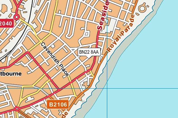 BN22 8AA map - OS VectorMap District (Ordnance Survey)