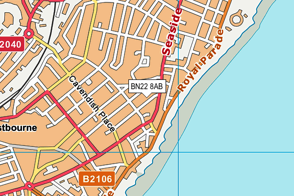BN22 8AB map - OS VectorMap District (Ordnance Survey)