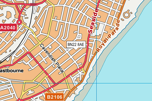 BN22 8AE map - OS VectorMap District (Ordnance Survey)