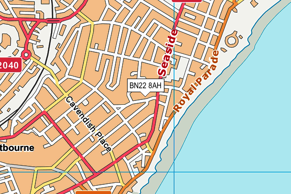 BN22 8AH map - OS VectorMap District (Ordnance Survey)