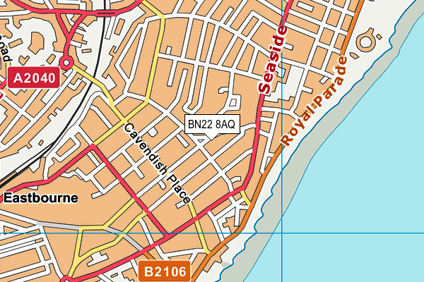 BN22 8AQ map - OS VectorMap District (Ordnance Survey)