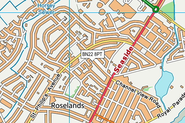 BN22 8PT map - OS VectorMap District (Ordnance Survey)