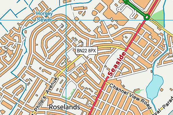 BN22 8PX map - OS VectorMap District (Ordnance Survey)