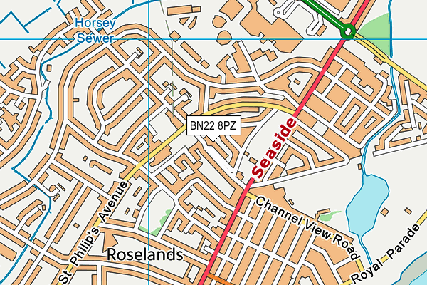 BN22 8PZ map - OS VectorMap District (Ordnance Survey)