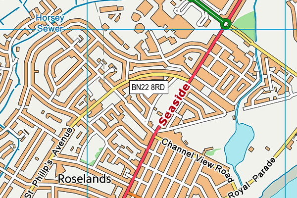 BN22 8RD map - OS VectorMap District (Ordnance Survey)