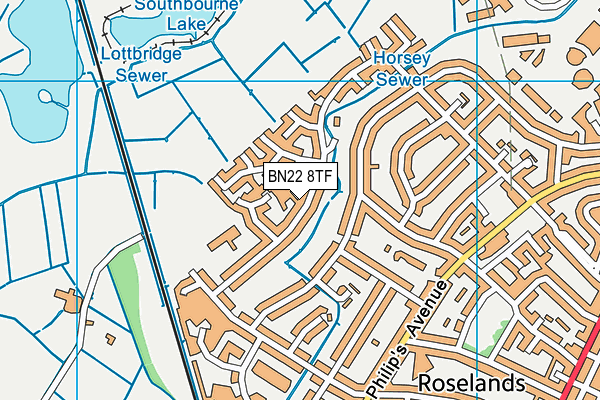 BN22 8TF map - OS VectorMap District (Ordnance Survey)