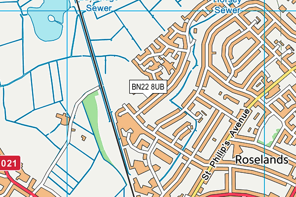 BN22 8UB map - OS VectorMap District (Ordnance Survey)