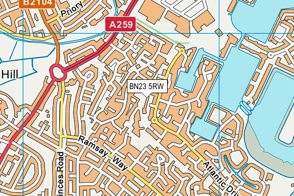 BN23 5RW map - OS VectorMap District (Ordnance Survey)
