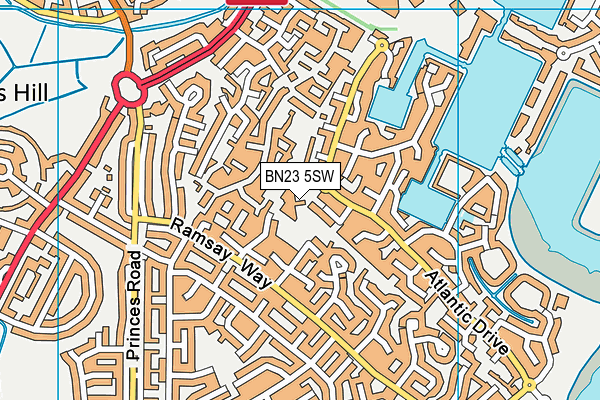 BN23 5SW map - OS VectorMap District (Ordnance Survey)