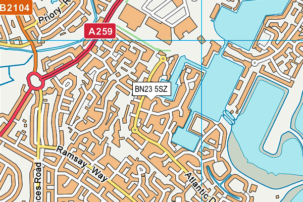 BN23 5SZ map - OS VectorMap District (Ordnance Survey)