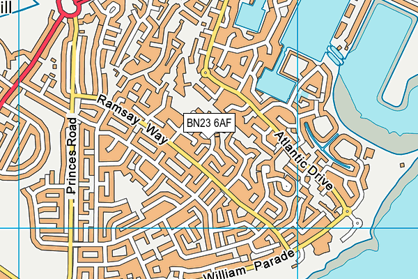 BN23 6AF map - OS VectorMap District (Ordnance Survey)