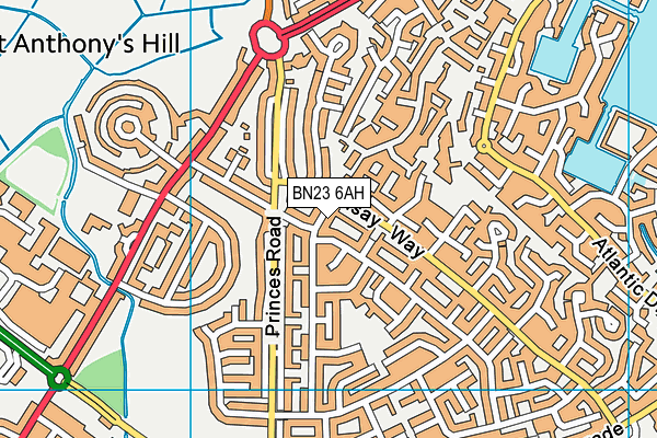 BN23 6AH map - OS VectorMap District (Ordnance Survey)