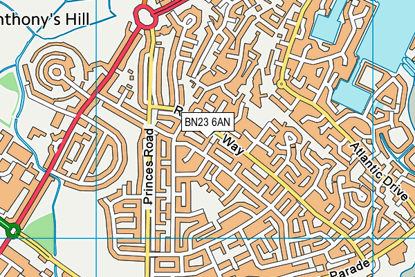 BN23 6AN map - OS VectorMap District (Ordnance Survey)