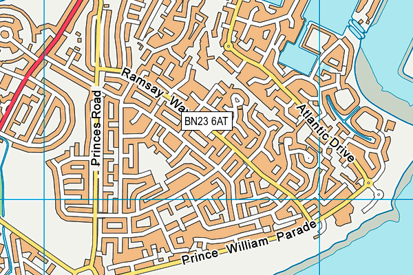 BN23 6AT map - OS VectorMap District (Ordnance Survey)