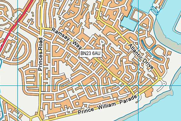 BN23 6AU map - OS VectorMap District (Ordnance Survey)