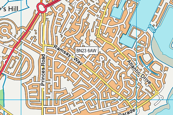 BN23 6AW map - OS VectorMap District (Ordnance Survey)