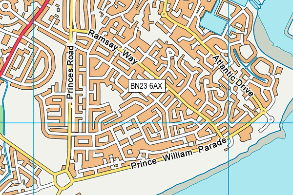 BN23 6AX map - OS VectorMap District (Ordnance Survey)