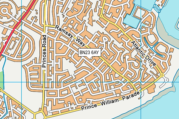BN23 6AY map - OS VectorMap District (Ordnance Survey)