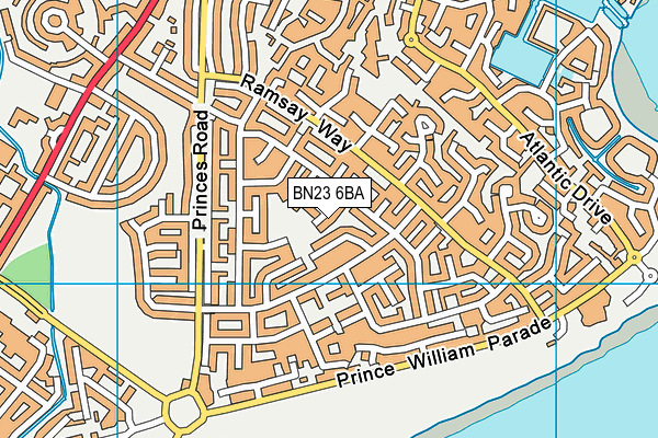 BN23 6BA map - OS VectorMap District (Ordnance Survey)