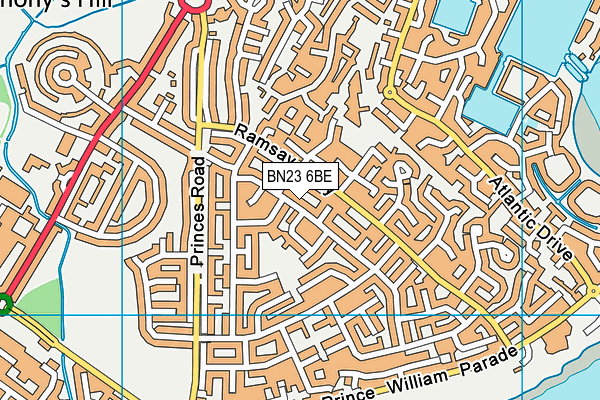 BN23 6BE map - OS VectorMap District (Ordnance Survey)