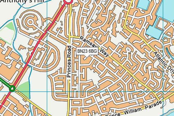 BN23 6BG map - OS VectorMap District (Ordnance Survey)