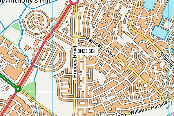 BN23 6BH map - OS VectorMap District (Ordnance Survey)
