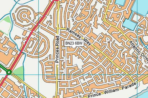 BN23 6BW map - OS VectorMap District (Ordnance Survey)