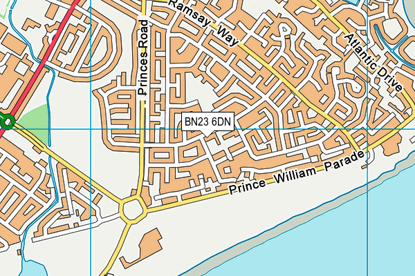 BN23 6DN map - OS VectorMap District (Ordnance Survey)