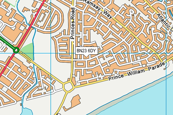 BN23 6DY map - OS VectorMap District (Ordnance Survey)