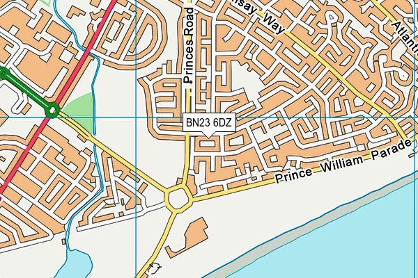 BN23 6DZ map - OS VectorMap District (Ordnance Survey)