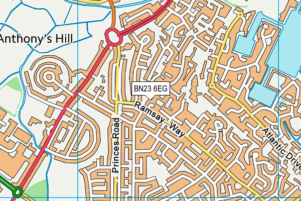 BN23 6EG map - OS VectorMap District (Ordnance Survey)